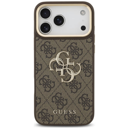 Funda para Apple iPhone 18 Pro Max / 17 Pro Max, Guess, Big 4G Classic Logo & Big Strap Metal Buttons, marrón