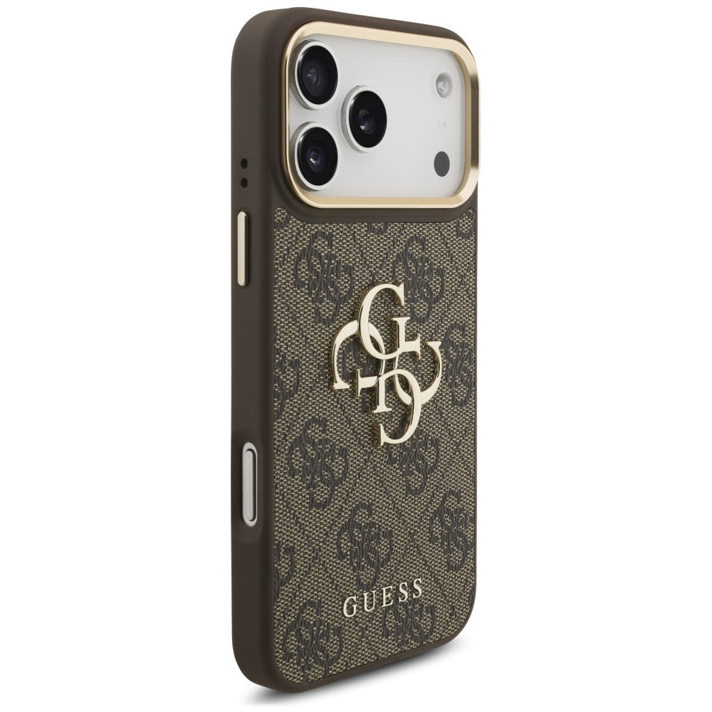 Funda para Apple iPhone 18 Pro Max / 17 Pro Max, Guess, Big 4G Classic Logo & Big Strap Metal Buttons, marrón