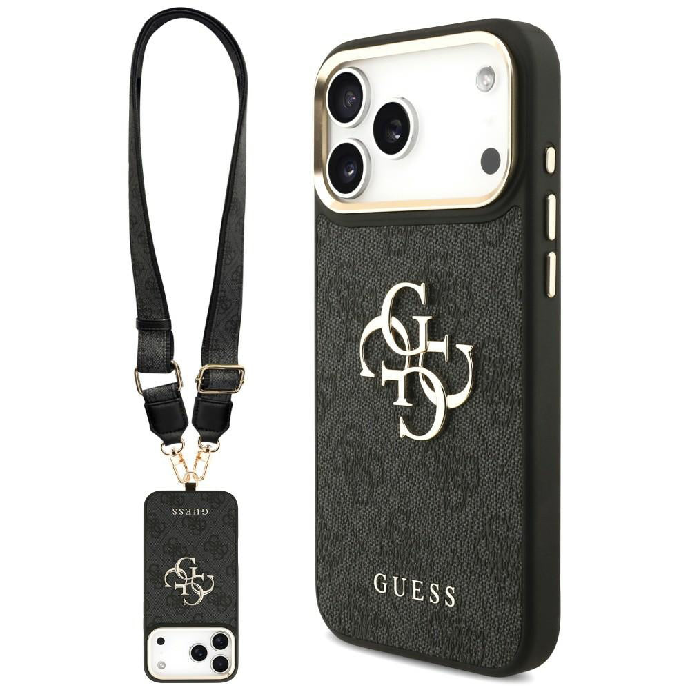 Funda para Apple iPhone 18 Pro Max / 17 Pro Max, Guess, Big 4G Classic Logo & Big Strap Metal Buttons, negra