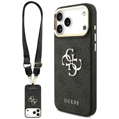 Funda para Apple iPhone 18 Pro Max / 17 Pro Max, Guess, Big 4G Classic Logo & Big Strap Metal Buttons, negra