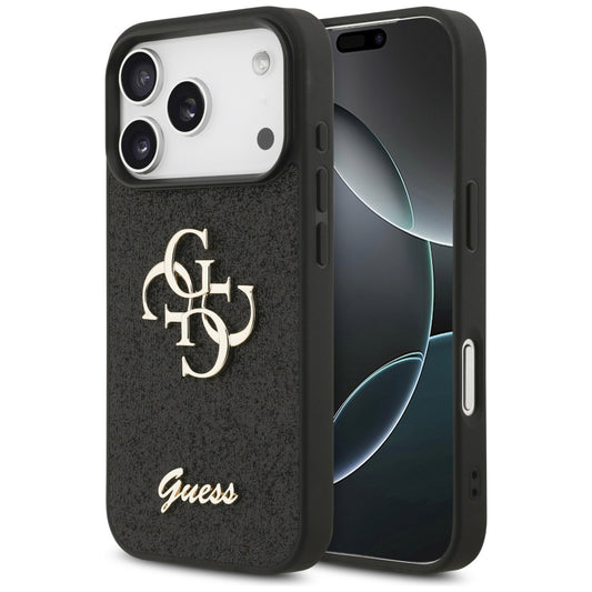 Funda para Apple iPhone 18 Pro Max / 17 Pro Max, Guess, Fixed Glitter Big 4G, Negra