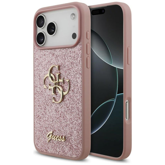 Funda para Apple iPhone 18 Pro Max / 17 Pro Max, Guess, Fixed Glitter Big 4G, Rosa