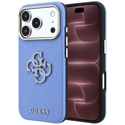 Funda para Apple iPhone 18 Pro Max / 17 Pro Max, Guess, Logo Grande de Resina Granulada, Azul