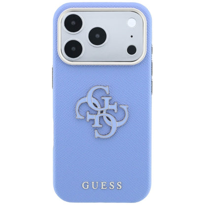 Funda para Apple iPhone 18 Pro Max / 17 Pro Max, Guess, Logo Grande de Resina Granulada, Azul