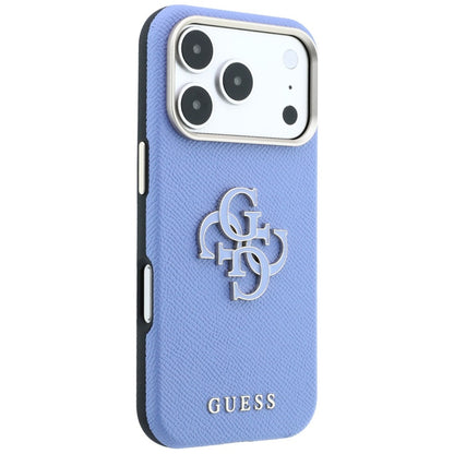 Funda para Apple iPhone 18 Pro Max / 17 Pro Max, Guess, Logo Grande de Resina Granulada, Azul