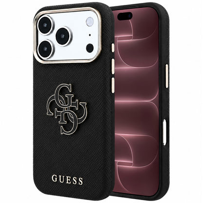 Funda para Apple iPhone 18 Pro Max / 17 Pro Max, Guess, Logo Grande de Resina Granulada, Negra