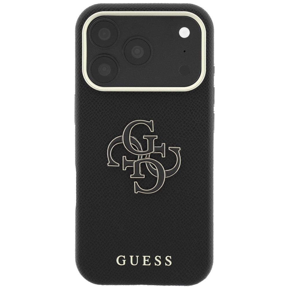 Funda para Apple iPhone 18 Pro Max / 17 Pro Max, Guess, Logo Grande de Resina Granulada, Negra