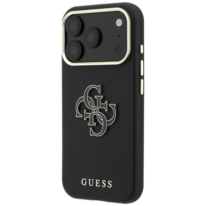 Funda para Apple iPhone 18 Pro Max / 17 Pro Max, Guess, Logo Grande de Resina Granulada, Negra