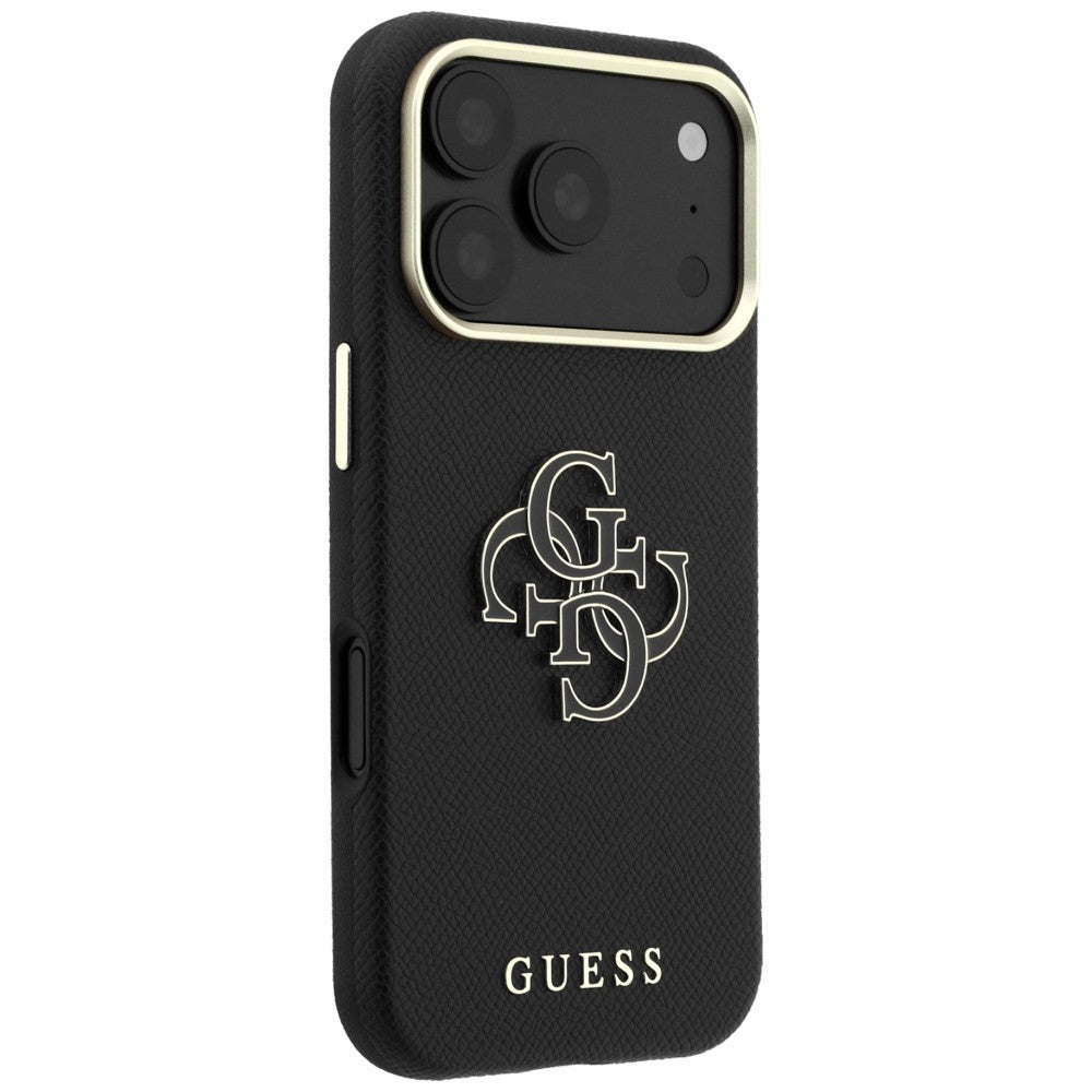 Funda para Apple iPhone 18 Pro Max / 17 Pro Max, Guess, Logo Grande de Resina Granulada, Negra