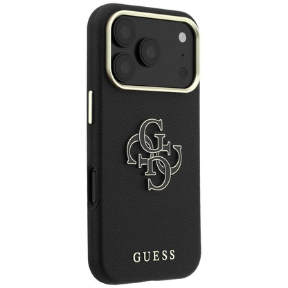 Funda para Apple iPhone 18 Pro Max / 17 Pro Max, Guess, Logo Grande de Resina Granulada, Negra