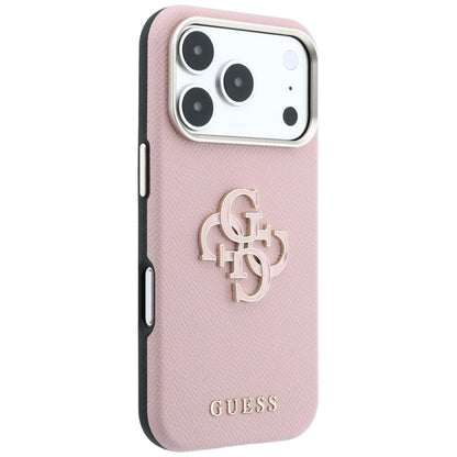 Case for Apple iPhone 18 Pro Max / 17 Pro Max, Guess, Grained Big Resin Logo, Pink