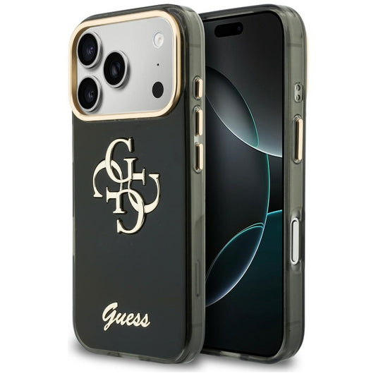Funda para Apple iPhone 18 Pro Max / 17 Pro Max, Guess, IML 4G Metal Script, Negra