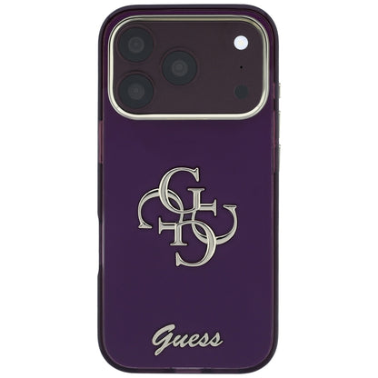 Funda para Apple iPhone 18 Pro Max / 17 Pro Max, Guess, IML 4G Metal Script, Burdeos