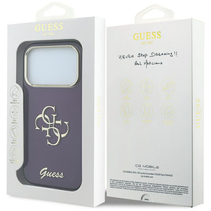 Funda para Apple iPhone 18 Pro Max / 17 Pro Max, Guess, IML 4G Metal Script, Burdeos
