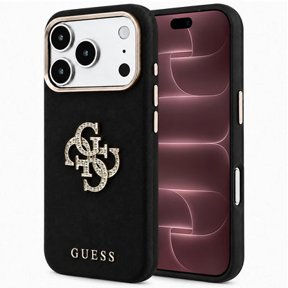 Funda para Apple iPhone 18 Pro Max / 17 Pro Max, Guess, Logo Grande de Strass Suave, Negra