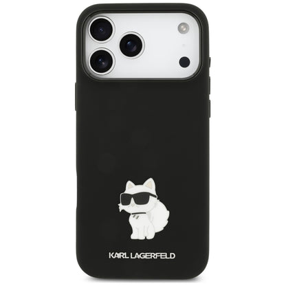 Funda para Apple iPhone 18 Pro Max / 17 Pro Max, Karl Lagerfeld, Choupette Metal Pin, negra