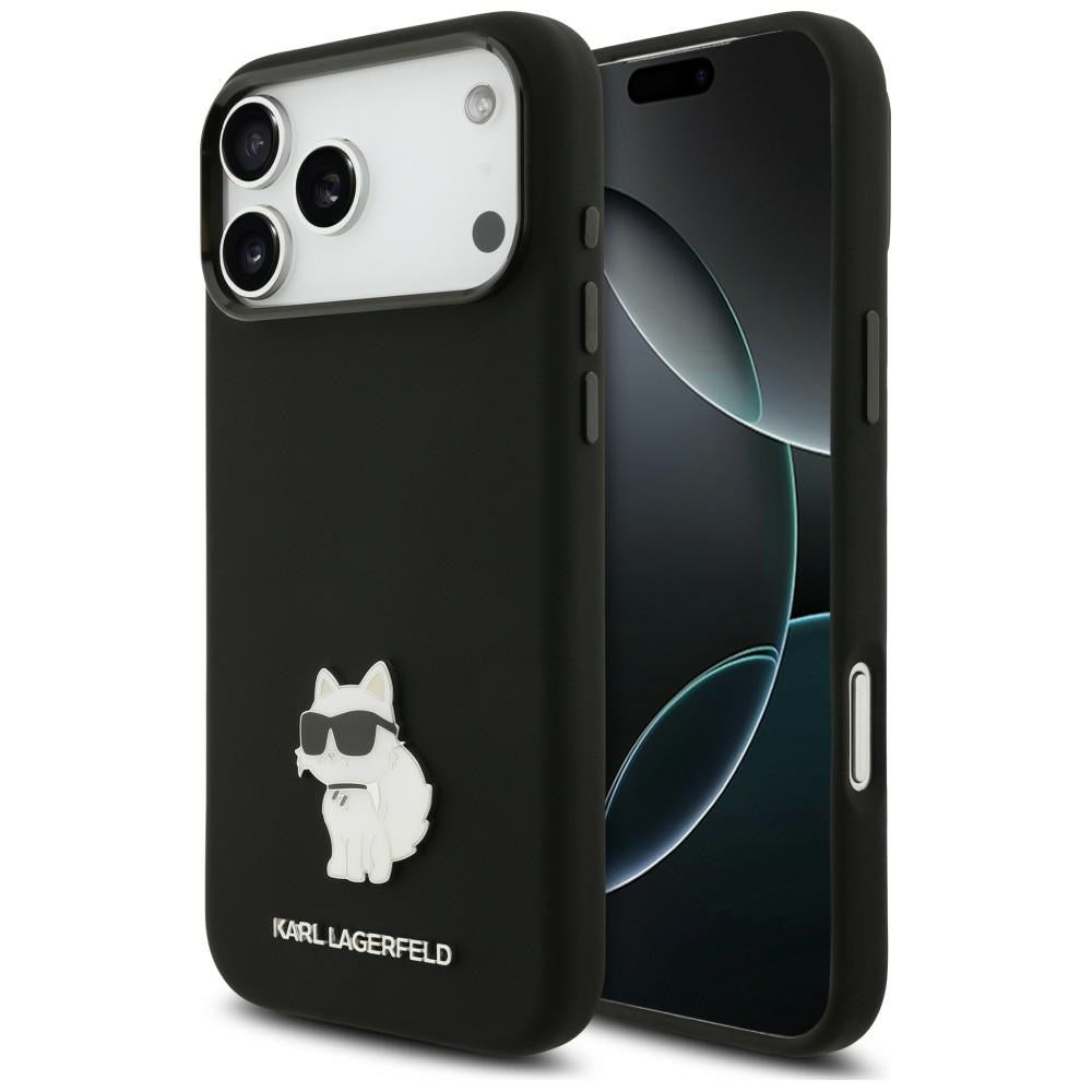 Funda para Apple iPhone 18 Pro Max / 17 Pro Max, Karl Lagerfeld, Choupette Metal Pin, negra