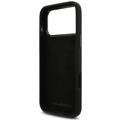 Funda para Apple iPhone 18 Pro Max / 17 Pro Max, Karl Lagerfeld, Choupette Metal Pin, negra