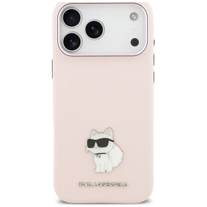 Funda para Apple iPhone 18 Pro Max / 17 Pro Max, Karl Lagerfeld, Choupette Metal Pin, rosa
