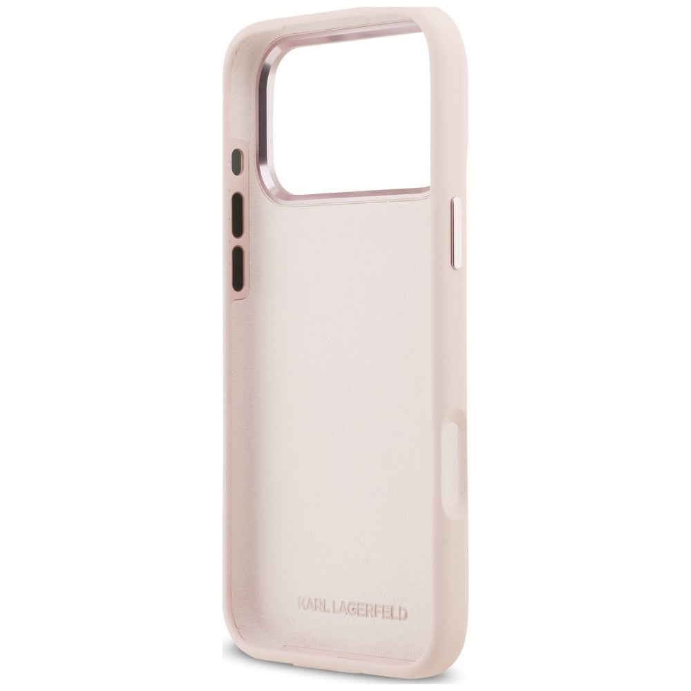 Funda para Apple iPhone 18 Pro Max / 17 Pro Max, Karl Lagerfeld, Choupette Metal Pin, rosa