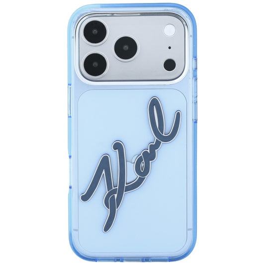 Funda para Apple iPhone 18 Pro Max / 17 Pro Max, Karl Lagerfeld, IML Big Signature Resin Logo Metal Frame, Azul