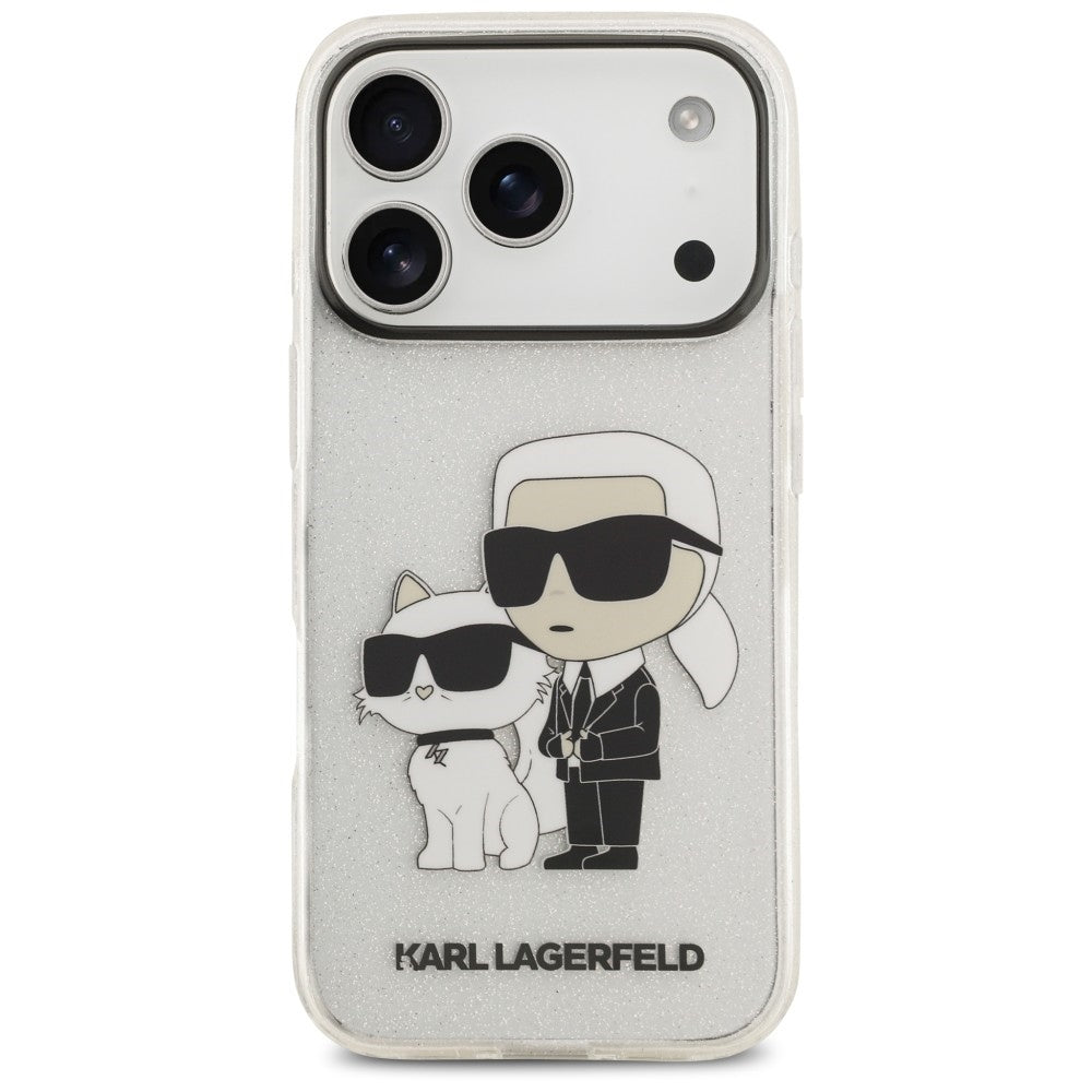Funda para Apple iPhone 18 Pro Max / 17 Pro Max, Karl Lagerfeld, IML Glitter Karl and Choupette NFT, Transparente