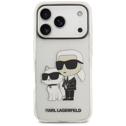 Funda para Apple iPhone 18 Pro Max / 17 Pro Max, Karl Lagerfeld, IML Glitter Karl and Choupette NFT, Transparente