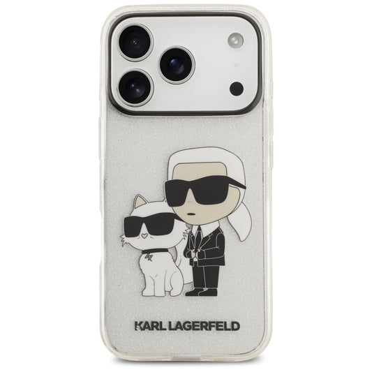 Funda para Apple iPhone 18 Pro Max / 17 Pro Max, Karl Lagerfeld, IML Glitter Karl and Choupette NFT, Transparente