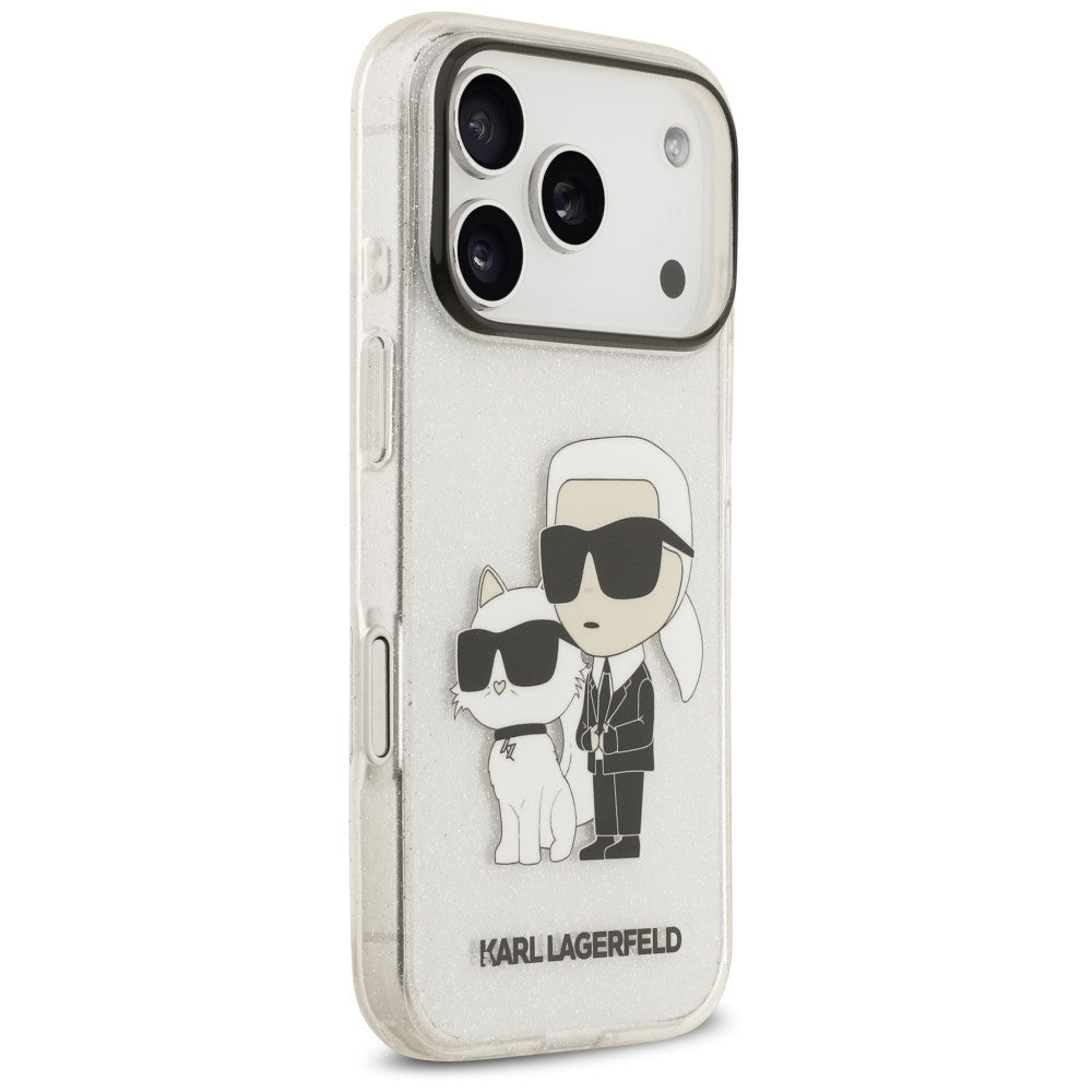 Funda para Apple iPhone 18 Pro Max / 17 Pro Max, Karl Lagerfeld, IML Glitter Karl and Choupette NFT, Transparente