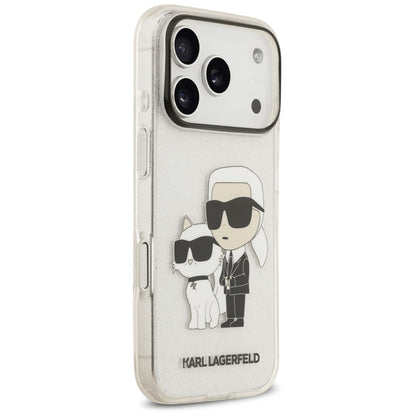Funda para Apple iPhone 18 Pro Max / 17 Pro Max, Karl Lagerfeld, IML Glitter Karl and Choupette NFT, Transparente
