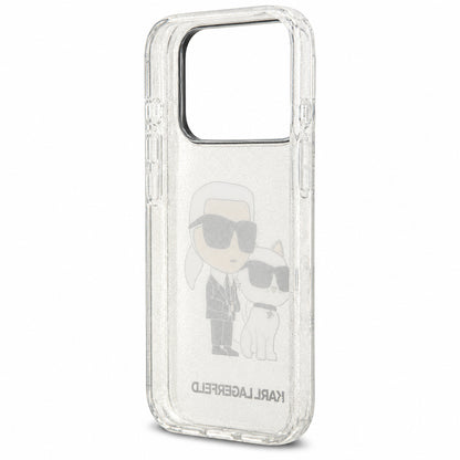 Funda para Apple iPhone 18 Pro Max / 17 Pro Max, Karl Lagerfeld, IML Glitter Karl and Choupette NFT, Transparente