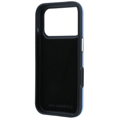 Funda para Apple iPhone 18 Pro Max / 17 Pro Max, Karl Lagerfeld, Saffiano con Pin de Cabeza de Karl & Choupette y Logo, Azul