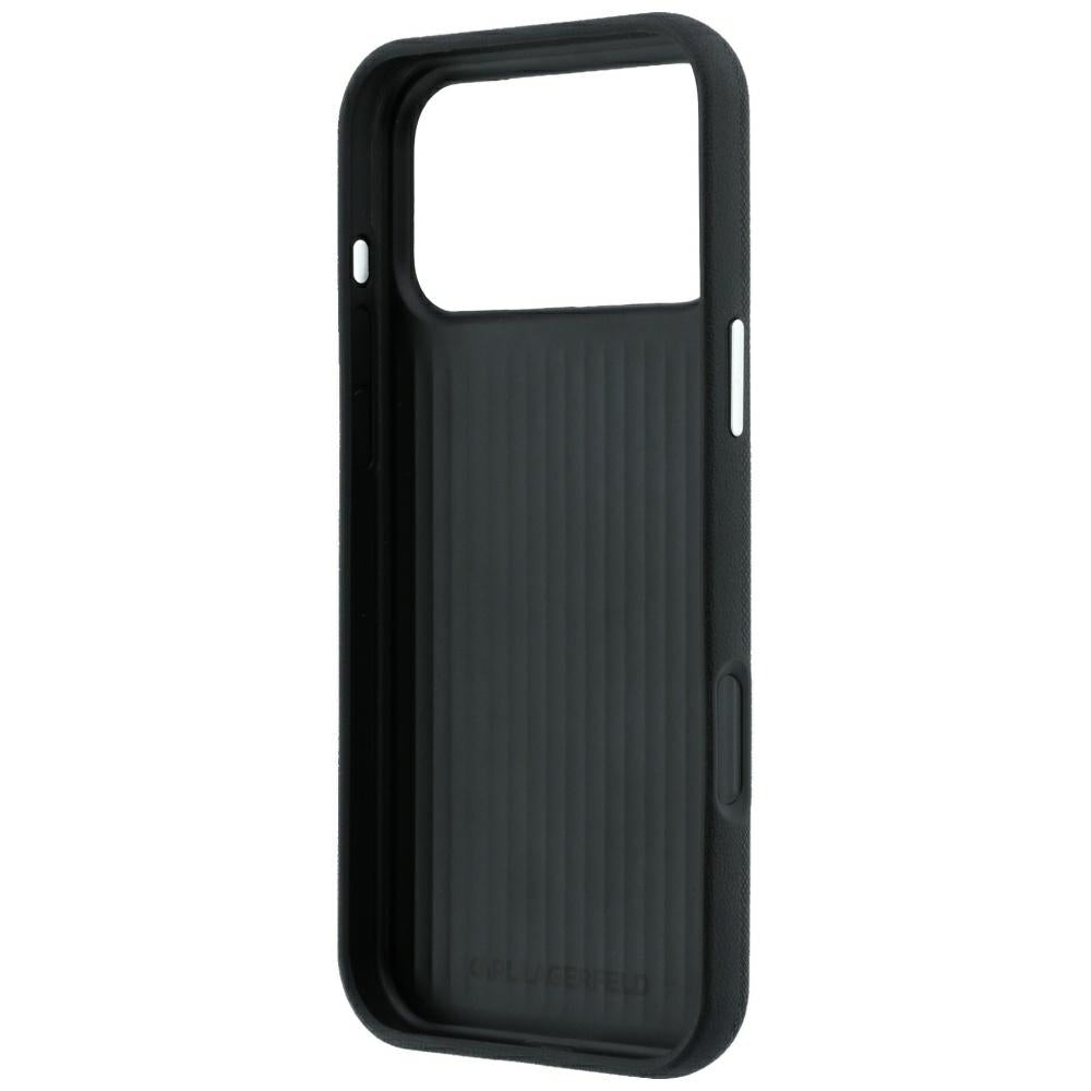 Case for Apple iPhone 18 Pro Max / 17 Pro Max, Karl Lagerfeld, Saffiano with Karl & Choupette Head's Pin and Logo, Black