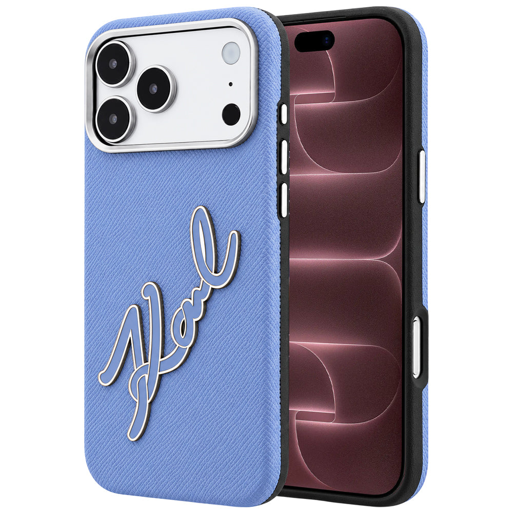 Funda para Apple iPhone 18 Pro Max / 17 Pro Max, Karl Lagerfeld, Logo de Resina Grande Suave, Azul
