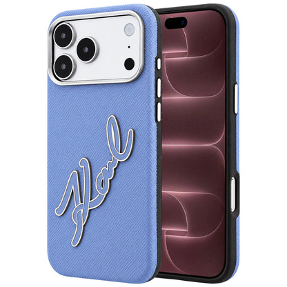 Funda para Apple iPhone 18 Pro Max / 17 Pro Max, Karl Lagerfeld, Logo de Resina Grande Suave, Azul