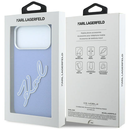 Funda para Apple iPhone 18 Pro Max / 17 Pro Max, Karl Lagerfeld, Logo de Resina Grande Suave, Azul