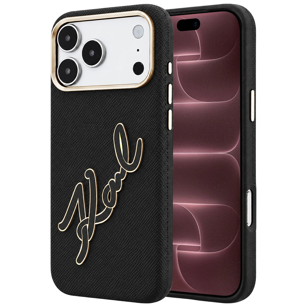 Funda para Apple iPhone 18 Pro Max / 17 Pro Max, Karl Lagerfeld, Logo de Resina Grande Suave, Negra