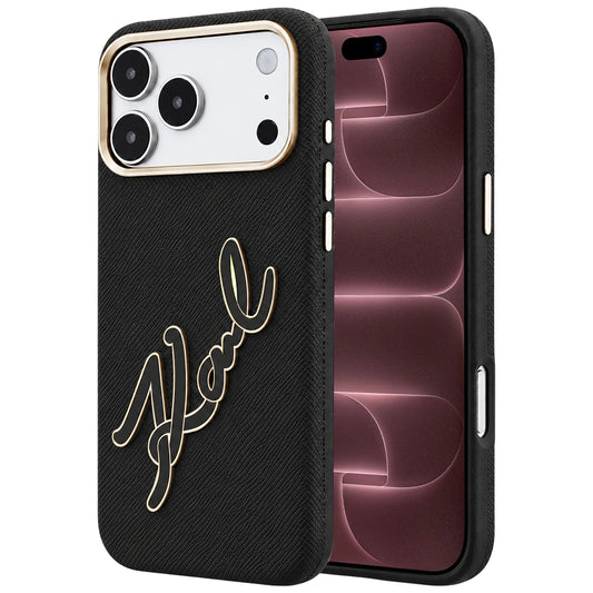 Funda para Apple iPhone 18 Pro Max / 17 Pro Max, Karl Lagerfeld, Logo de Resina Grande Suave, Negra