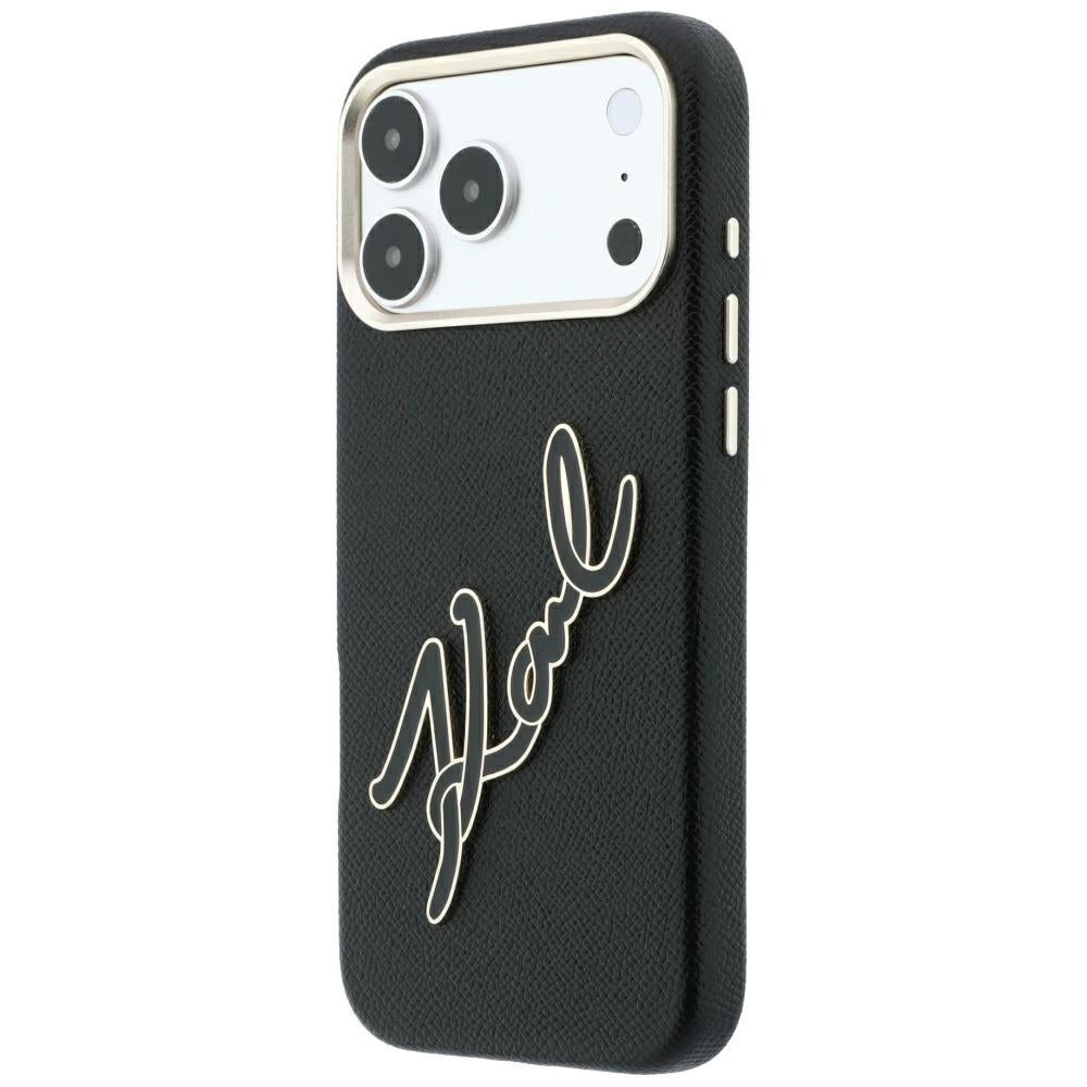 Funda para Apple iPhone 18 Pro Max / 17 Pro Max, Karl Lagerfeld, Logo de Resina Grande Suave, Negra