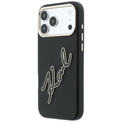 Funda para Apple iPhone 18 Pro Max / 17 Pro Max, Karl Lagerfeld, Logo de Resina Grande Suave, Negra