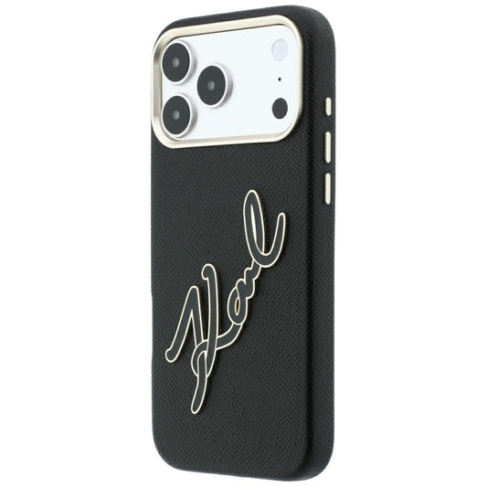 Funda para Apple iPhone 18 Pro Max / 17 Pro Max, Karl Lagerfeld, Logo de Resina Grande Suave, Negra