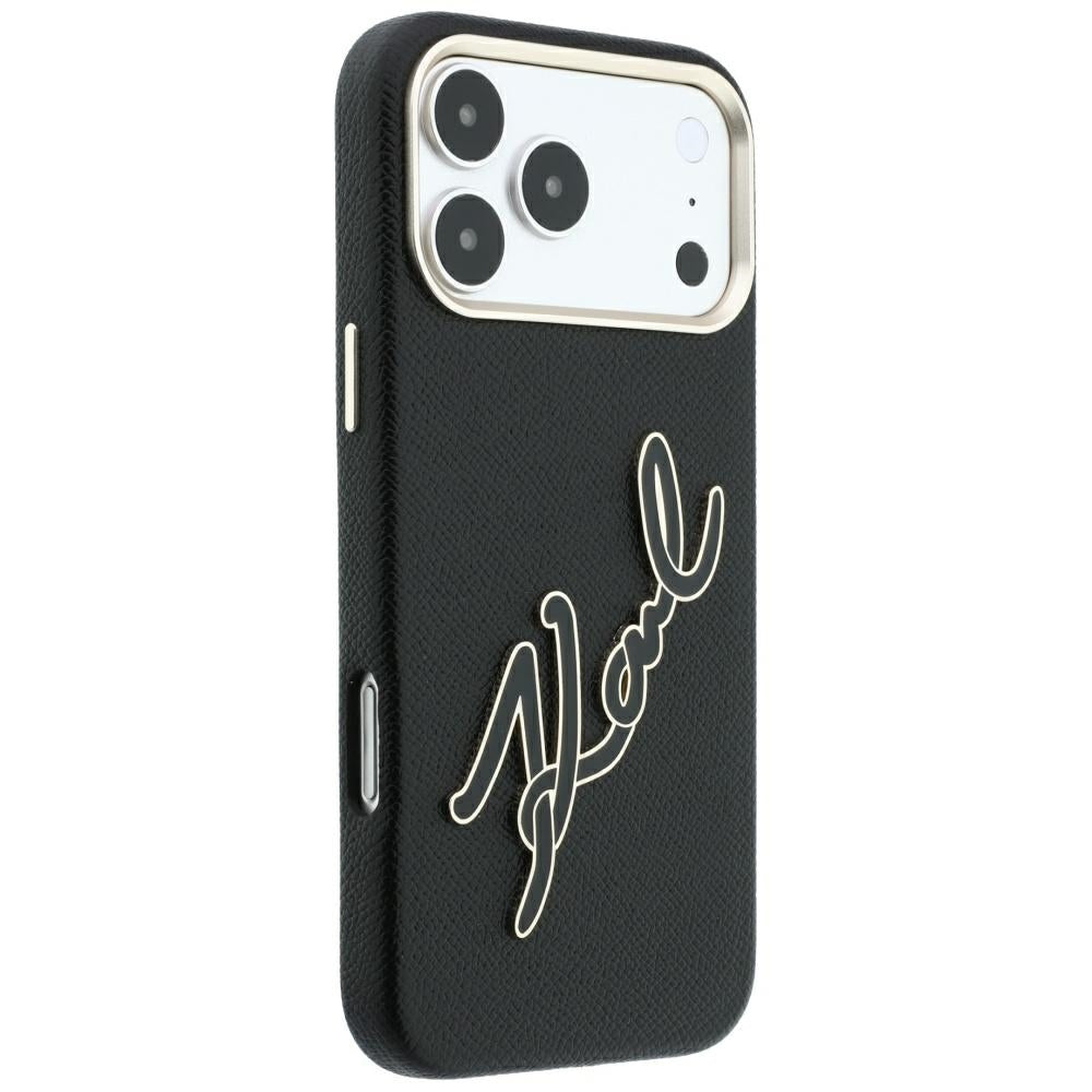 Funda para Apple iPhone 18 Pro Max / 17 Pro Max, Karl Lagerfeld, Logo de Resina Grande Suave, Negra