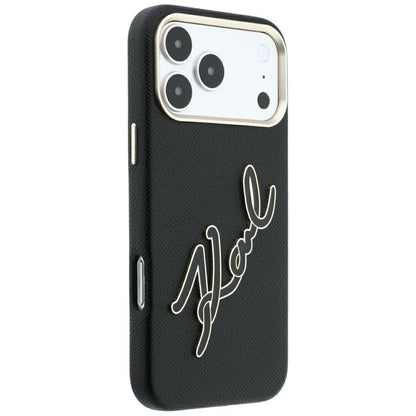 Funda para Apple iPhone 18 Pro Max / 17 Pro Max, Karl Lagerfeld, Logo de Resina Grande Suave, Negra