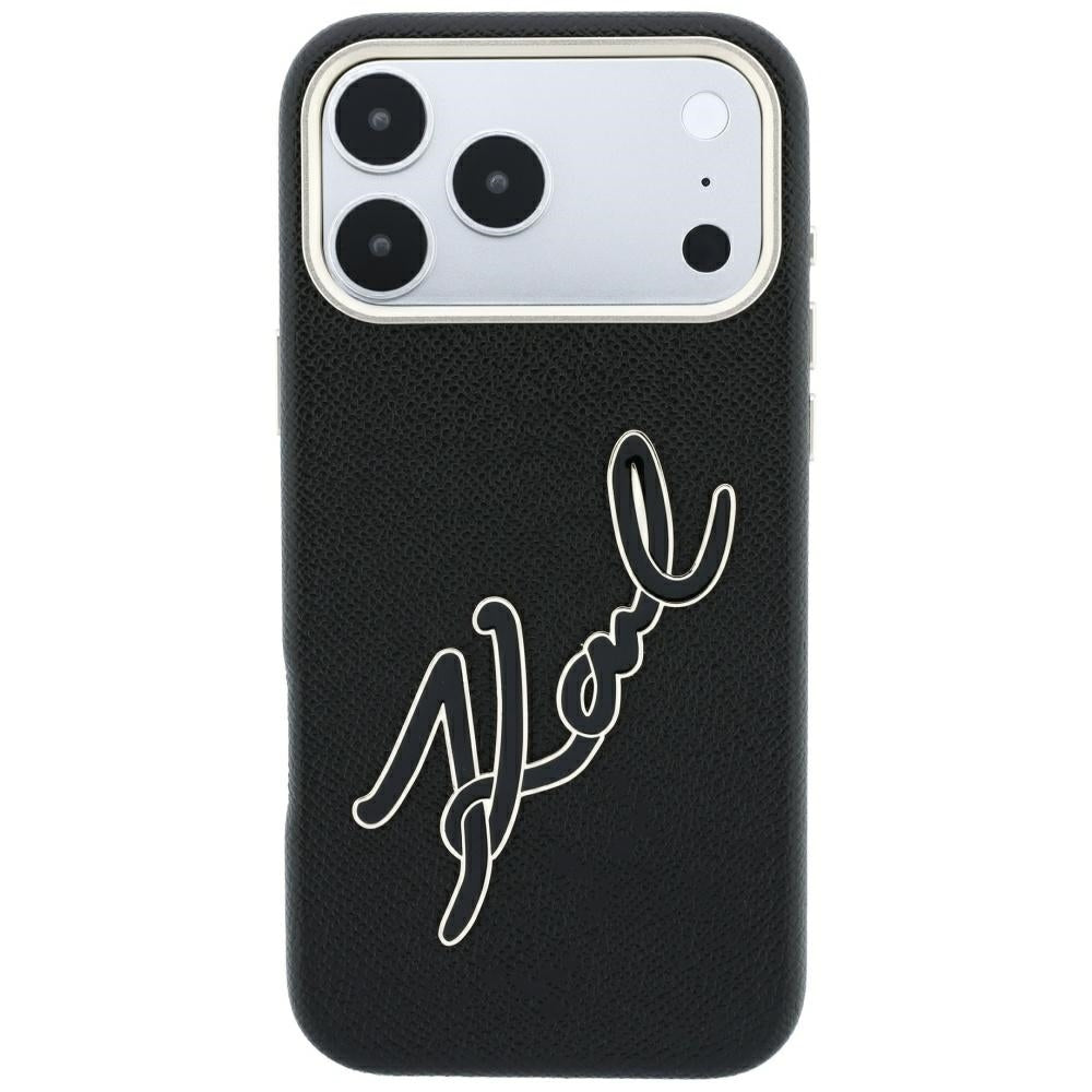 Funda para Apple iPhone 18 Pro Max / 17 Pro Max, Karl Lagerfeld, Logo de Resina Grande Suave, Negra