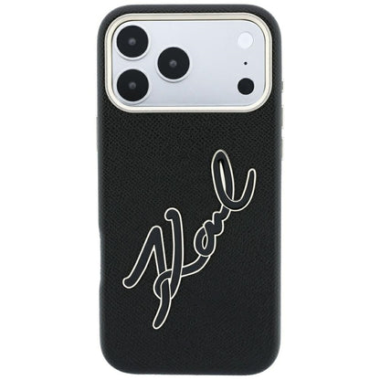 Funda para Apple iPhone 18 Pro Max / 17 Pro Max, Karl Lagerfeld, Logo de Resina Grande Suave, Negra