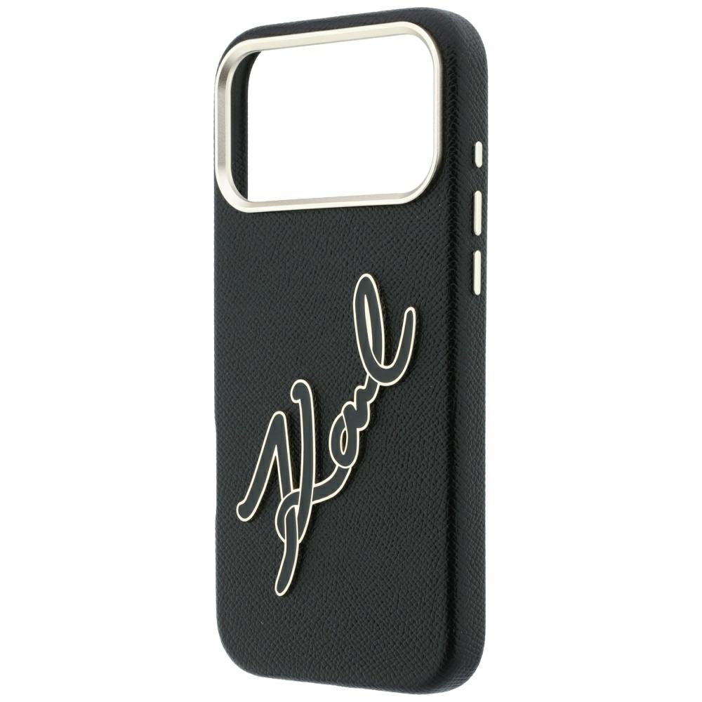 Funda para Apple iPhone 18 Pro Max / 17 Pro Max, Karl Lagerfeld, Logo de Resina Grande Suave, Negra