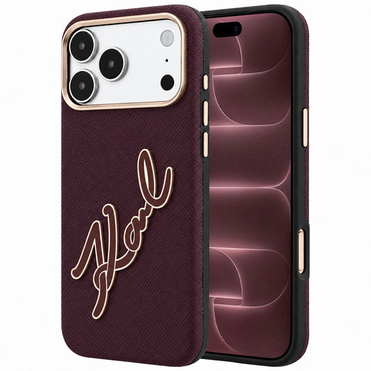 Funda para Apple iPhone 18 Pro Max / 17 Pro Max, Karl Lagerfeld, Logo de Resina Grande Suave, Burdeos