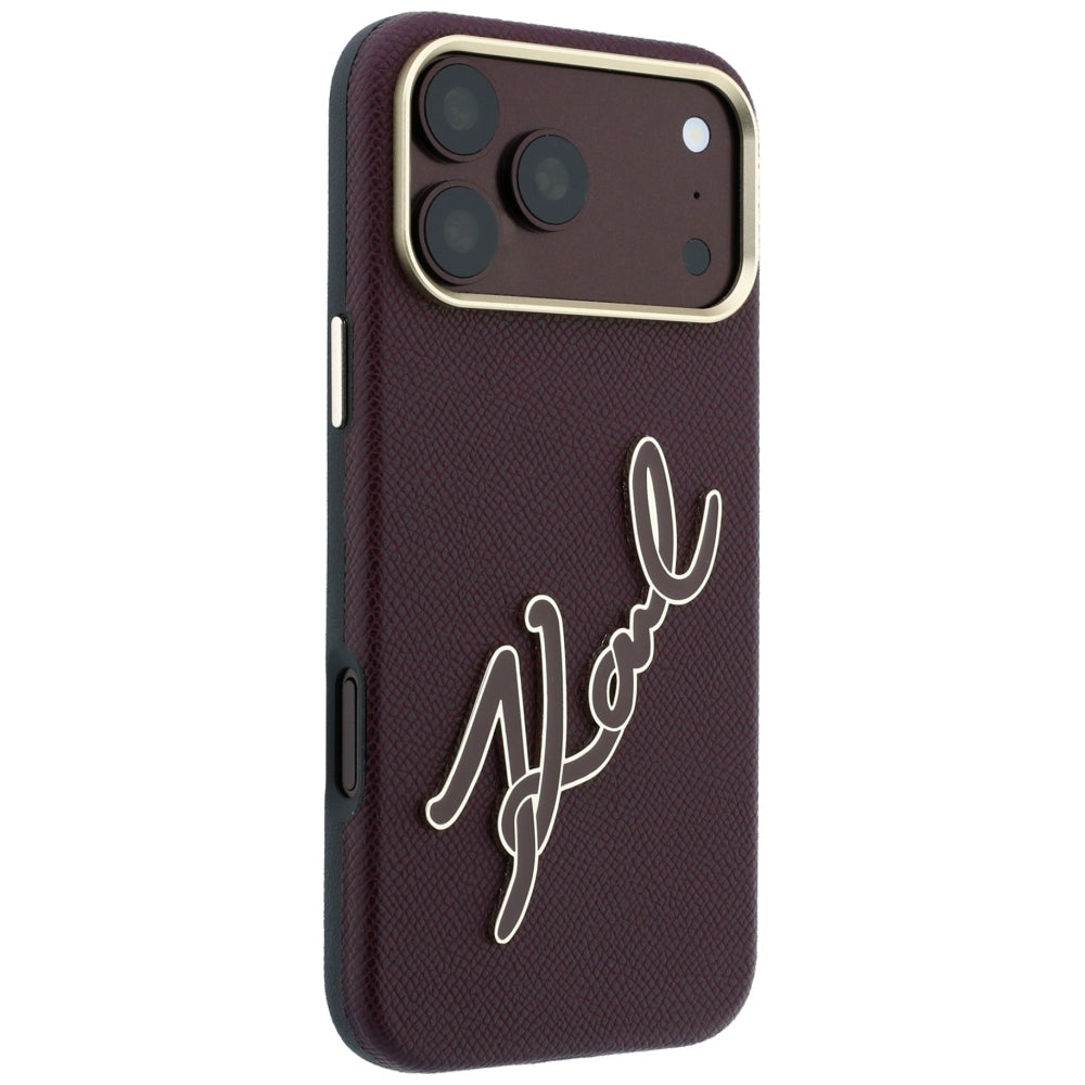 Funda para Apple iPhone 18 Pro Max / 17 Pro Max, Karl Lagerfeld, Logo de Resina Grande Suave, Burdeos