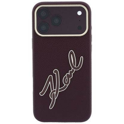 Funda para Apple iPhone 18 Pro Max / 17 Pro Max, Karl Lagerfeld, Logo de Resina Grande Suave, Burdeos