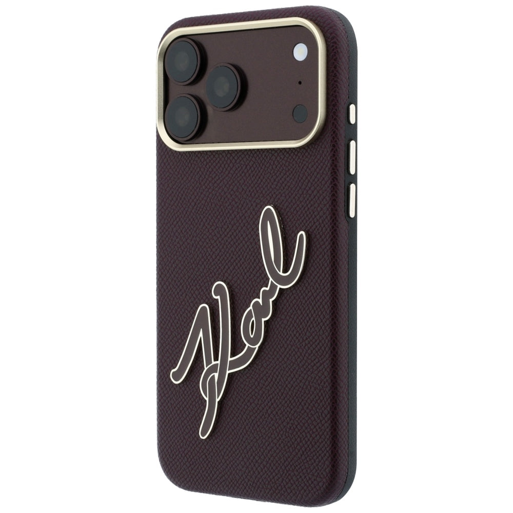 Funda para Apple iPhone 18 Pro Max / 17 Pro Max, Karl Lagerfeld, Logo de Resina Grande Suave, Burdeos